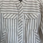 Cavalini  Striped Utility Jacket in Cream and Brown Photo 7