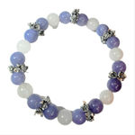 Natural Angelite and Selenite Crystal With Butterflies Floral 7" Beaded Bracelet Purple Photo 0