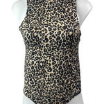 ZARA Beige Black Leopard High Neck Animal Print Sleeveless Tank Bodysuit Top M Photo 0