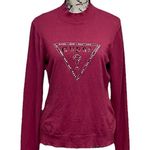 Guess  Esma Mock neck Logo Sweater Preppy Coastal Beach Boho Pink XL Beaded pearl Photo 0