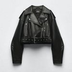 ZARA jacket biker faux leather cropped coat Photo 9