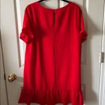 She & Sky  Womens Red V-Neck Ruffle Sleeve Sisterhood Lined Dress Size Large NWT Photo 4
