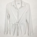 Bailey 44 Button Down Tie Front White Shirt Small Old Money Quiet Luxury Elegant Photo 0