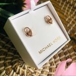 Michael Kors Rose Gold Heart Lock Stud Earrings NWT | MK Padlock Heart Earrings Photo 1