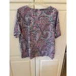 Talbots Plus Size 2X Paisley Print Short Sleeve Scoop Neck Tee Shirt Photo 3