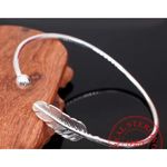 Boutique NEW Feather Cuff Bangle Bracelet 925 Sterling Silver Adjustable Photo 8