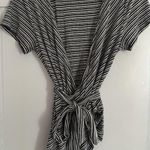 7 For All Mankind  Pima Cotton Short Sleeve Wrap Around Tie Shirt Top Sz Large Photo 0