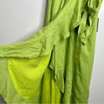 Lulus NWT Bright Expression Lime Green Faux-Wrap Ruffled Midi Dress Small Photo 7