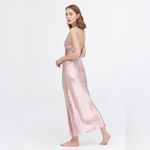 NEW LilySilk Full Length Silk Lacy Nightgown Size Small Pink Photo 1