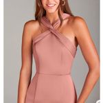 Azazie  Rosette Halter Neck‎ For Flare Maxi Dress Women's A0 Wedding Prom Photo 2