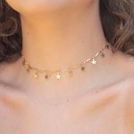 Gold Star Drop Choker Necklace Photo 0