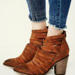 Free People NEW Hybrid Heel Boots Terracotta Tan Destroyed Leather Ankle Booties Photo 1