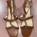 Vince Camuto NEW  Sereney Chain Tan Brown Leather Sandals Size 9.5 Photo 0