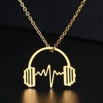 Gold Headphone Music Lover Necklace, Hip Hop DJ Rapper - Jewelry Mens/Womans Photo 0