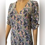 Boden Lemon Foliage Boho Flirty Feminine V Neck Stretch Mini Jersey Dress Pink Size 8 Photo 1