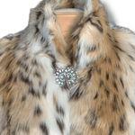 EXPRESS  Faux Fur Capelet Burgundy Satin Lining Brooch Enclosure Glam Evening New Photo 1