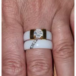 Boutique NEW Women's 1 Carat Diamond White & Gold Ceramic Ring‎ Size 8 Photo 8