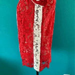 Goen.J ruby red white lace bomber jacket in size 4 Photo 4