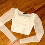 Pretty Little Thing  White Mesh Top Photo 0