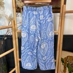 Joie  100% Linen Wide Leg Blue & White Folk Floral Beachy Boho Pants - Sz M 💛🎀 Photo 4