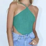 Princess Polly  Green Tank Halter Knit Photo 0