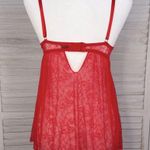 Daisy Fuentes Push Up Babydoll Lace Lingerie Top Red/Pink-Medium Photo 3