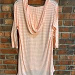 Balance Collection  womens open knit hooded swim cover -up peach pink L Photo 2