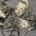 ⭐️Silky Snake Print Halter Crop Top Tie Back S NWOT Gray Photo 3