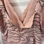 CAbi  Sleeveless Blouse Pink Black Dotted V-Neck Top Size 8‎ Photo 3