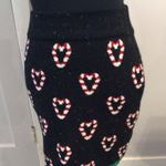Christmas Heart Candy Cane Sweater Skirt medium M Black Photo 0