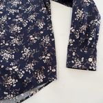 LL Bean Navy Blue Floral Wrinkle Free Pinpoint Oxford Long Sleeve Shirt Size XL Photo 5