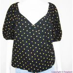 Madewell NWOT Corduroy Puff-Sleeve Wrap Top in Oval Dot, 100% cotton, Black, M Photo 5