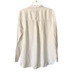 Pilcro  Anthropologie White Linen Ruffled Placket Shirt Size Medium Photo 7