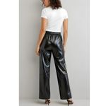 Anthropologie MAEVE x  Faux Patent Leather Sporty Wide Leg Pants, Black, XS Photo 2