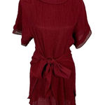 Princess Polly Dress 2 Burgundy Short Sleeve Tie Front Y2K Party Red Photo 0