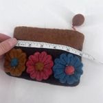 Rising Tide Wool Floral Made Nepal Coin Change Purse Boho Bohemian artsy Brown Photo 4