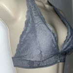 PINK - Victoria's Secret Victoria’s Secret PINK VS Lace Halter T-Strap Bralette w Logo Band Gray S Small Photo 1