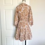 LUSANA Floral Paisley Wrap Mini Linen Dress Orange Size 4 Photo 5