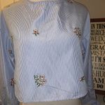 Bleuh Ciel  cropped open back shirt, Small Photo 1