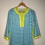 Gretchen Scott Designs The Hinkley Jersey Split Neck Dress Size Large Blue Photo 2