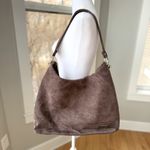 Bella Russo Brown Mocha Silver Faux Suede Large Slouchy Shoulder Tote Hobo Bag Photo 9