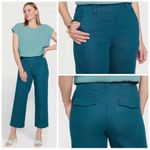 Betabrand  Women's Burton Wide Leg Crop Chino Pants Size L Dark Ocean Teal Photo 1