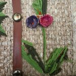 VTG 70s Acapulco Rattan Straw Woven Tote Bag Double Top Handle Floral Handmade Tan Photo 7