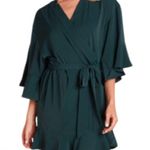 Birdy Grey  Robe Dress Ruffle Detail Waist Tie Emerald Green Size M / L Photo 0