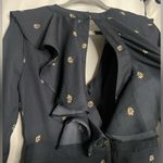 Topshop Navy Blue and Cream Floral Ruffle Long Sleeve Romper 6 Photo 8