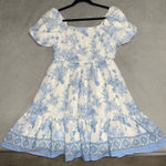 Blu Pepper  Babydoll Blue & White Floral Print Photo 0