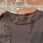 Elegant Brown Ruffle Trim Top Ruching Transparent Sheer Long Sleeve Size XS/S Photo 1