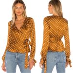 Revolve Tularosa Charmaine Wrap Top in Camel Polka Dots Medium NWT Photo 1