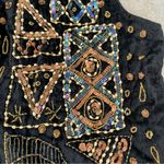 Vintage 90s Effeci Black Velvet Beaded Sequin Open Front Vest. Size undefined Photo 2