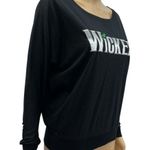 Wicked Black Long Dolman Sleeve Boat Neck Graphic Lightweight Tee Womens Large Photo 2